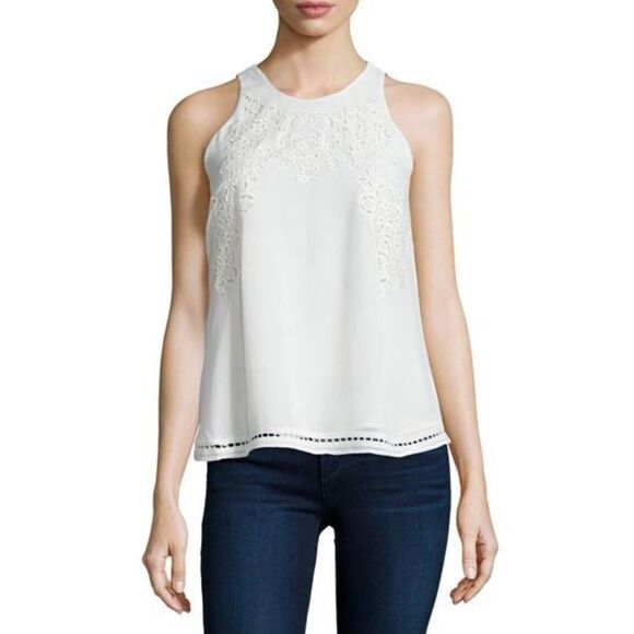 Joie Perdue Crocheted Sleeveless silk blouse Top porcelain color size XS - Picture 1 of 8